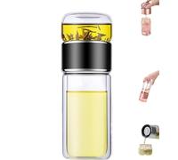 Tryteava Glass Infuser, 3-in-1 Smart Tea Infuse With Strainer, Double Layered Glass Tea Separation Tea Cup, For Blooming And Loose Leaf Tea (Silver, 280ML) (Black,500ML)
