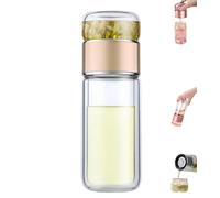 Tryteava Glass Infuser, 3-in-1 Smart Tea Infuse With Strainer, Double Layered Glass Tea Separation Tea Cup, For Blooming And Loose Leaf Tea (Silver, 280ML) (Gold,500ML)