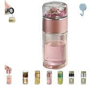 Tryteava Glass Infuser, 3-in-1 Smart Tea Infuser, TryTeava TeaInfuser, Flip & Brew Design, Double Layered Glass Tea Separation Teas Cup, with Filter, for Loose Leaf Teas (Pink)