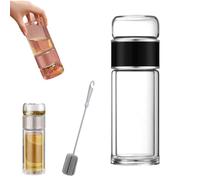 Tryteava Glass Infuser, Double Glass Tea Infusers Bottle,3-In-1 Smart Tea Infuser for Loose Leaf, Dual Chamber & Filter (Black,350ml)