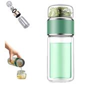 Tryteava Glass Infuser, Double Layered Glass Tea Infuser Bottle, 3-in-1 Smart Tea Infusers with Flip & Brew Design, Portable Loose Leaf Tea Maker for Office Home (GREEN)
