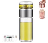 Tryteava Glass Infuser, Portable 3-in-1 Smart Tea Infuser, Glass Double Wall Tea Infusers Bottle, Flip & Brew Design, Hot or Cold Ready, for Office Home (Silver,500ML)