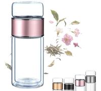 Tryteava Glass Infuser, Portable Teava 3-in-1 Smart Tea Infuser, Hot Or Cold Ready, Flip & Brew Design, for Blooming & Loose Leaf Tea and Coffee (Pink,500mL/17oz)