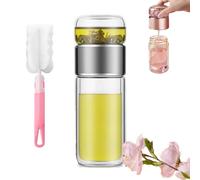 Tryteava Glass Infuser, Teava 3-in-1 Smart Tea Infuser, Botella de infusores de té de vidrio de doble capa con filtro, Taza portátil de vaso, Tés separación de agua y tés de hoja suelta (Silver)