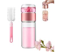 Tryteava Glass Infuser, Teava 3-in-1 Smart Tea Infuser, Botella de infusores de té de vidrio de doble capa con filtro, Taza portátil de vaso, Tés separación de agua y tés de hoja suelta (Pink)