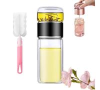 Tryteava Glass Infuser, Teava 3-in-1 Smart Tea Infuser, Botella de infusores de té de vidrio de doble capa con filtro, Taza portátil de vaso, Tés separación de agua y tés de hoja suelta (Black)
