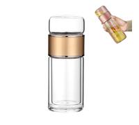 Tryteava Glass Infuser, Teava 3-in-1 Smart Tea Infuser, Double Layered Glass Separation Teas Infusers, Portable Teapot with Strainer, Flip & Brew Design, for Blooming & Loosing Leaf Tea (Gold,280ml)