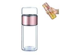 Tryteava Glass Infuser, Teava 3-in-1 Smart Tea Infuser, Double Layered Glass Separation Teas Infusers, Portable Teapot with Strainer, Flip & Brew Design, for Blooming & Loosing Leaf Tea (Pink,500ml)