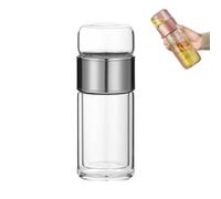 Tryteava Glass Infuser, Teava 3-in-1 Smart Tea Infuser, Double Layered Glass Separation Teas Infusers, Portable Teapot with Strainer, Flip & Brew Design, for Blooming & Loosing Leaf Tea (Silver,350ml)