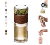 Tryteava Glass Infuser, Teava 3-in-1 Smart Tea Infuser, Double Wall High Borosilicate Glass, with Teas Clip, Cleaning Brush, Portable Loose Leaf Tea Maker Office Home (B,280ML)
