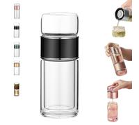 Tryteava Glass Infuser, Teava 3-in-1 Smart Tea Infuser, Double Wall High Borosilicate Glass, with Teas Clip, Cleaning Brush, Portable Loose Leaf Tea Maker Office Home (A,350ML)