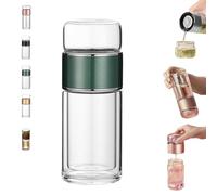 Tryteava Glass Infuser, Teava 3-in-1 Smart Tea Infuser, Double Wall High Borosilicate Glass, with Teas Clip, Cleaning Brush, Portable Loose Leaf Tea Maker Office Home (C,420ML)