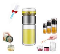 Tryteava Glass Infuser, Teava 3-In-1 Smart Tea Infuser, Glass Tea Infuser, Double Layer Portable Stainless Steel Leak Proof Water Separation Cup for Loose Leaf Tea (Silver,280ML)