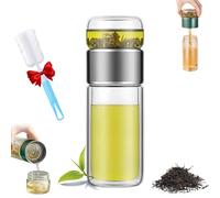 Tryteava Glass Infuser, Teava 3-in-1 Smart Tea Infuser, Try Teava Leak-proofs Tea Infuser with Filter & Lid,Double Layered Glass Tea Separation for Blooming & Loose Leaf Teas (280ml (10oz),Silver)
