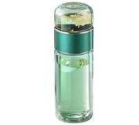 Tryteava Glass Infuser, Teava 3-in-1 Smart Tea Infuser with Flip & Brew Double Layered Integrated Strainer Design for Blooming & Loose Leaf Tea (green,9.5oz)