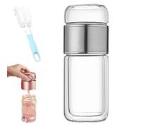 Tryteava Glass Infuser, Teava 3-in-1 Smart Tea Infuser with Integrated Strainer, One-Touch Brewing Mug for Home (Silver,280 ml)