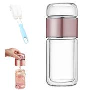 Tryteava Glass Infuser, Teava 3-in-1 Smart Tea Infuser with Integrated Strainer, One-Touch Brewing Mug for Home (Pink,500 ml)