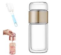 Tryteava Glass Infuser, Teava 3-in-1 Smart Tea Infuser with Integrated Strainer, One-Touch Brewing Mug for Home (Gold,500 ml)
