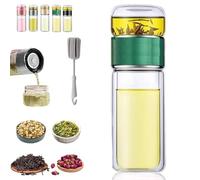 Tryteava Glass Infuser, Try Teava Tea Infusers Cup, Teava 3-in-1 Smart Tea Infuser, Double Glass TeaInfuser Bottle with Integrated Strainer, for Blooming (Green,500ml)