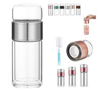 Tryteava Glass Infuser,Tryteava 3-in-1 Smart Infuser with Integrated Strainer Separation Cup,Flip & Brew Design,Double Layered Glass Separation Infuser for Infused (Silver,500ml)