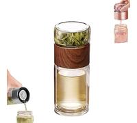 Tryteava Glass Infuser,Tryteava 3-in-1 Smart Tea Infuser,Double Layer Portable Teas Water Separation Infusible Teas Cup Mug for Loose Leaf & Blooming Tea (Brown,12 oz)