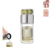 Tryteava Glass Infuser,Tryteava 3-in-1 Smart Tea Infuser,Double Layer Portable Teas Water Separation Infusible Teas Cup Mug for Loose Leaf & Blooming Tea (SLIVER,9.5 oz)