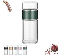 Tryteava Glass Infuser,Tryteava 3-in-1 Smart Tea Infuser, Dual Chamber & Filter, Leak-Proof Lid, Hot & Cold Brew, for Blooming and Loose Leaf Tea (Green,280ml)