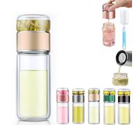 Tryteava Glass Infuser, Tryteava 3-in-1 Smart Tea Infuser, Leak-proof Tea Infusers with Filter & Lid, Double Layer Portable Teas Water Separation Infusible Teas Cup Mug (Gold,500ml)