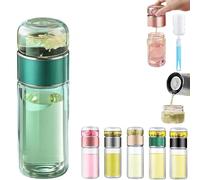 Tryteava Glass Infuser, Tryteava 3-in-1 Smart Tea Infuser, Leak-proof Tea Infusers with Filter & Lid, Double Layer Portable Teas Water Separation Infusible Teas Cup Mug (green,500ml)