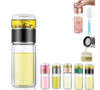Tryteava Glass Infuser, Tryteava 3-in-1 Smart Tea Infuser, Leak-proof Tea Infusers with Filter & Lid, Double Layer Portable Teas Water Separation Infusible Teas Cup Mug (Black,500ml)