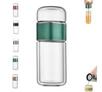 Tryteava Glass Infuser, Tryteava 3-in-1 Smart Tea Infuser, with flip & brew design, glass tea infusers, Dual Chamber & Filter, Hot & Cold Brew, Portable Loose Leaf Tea Maker (C,280ML)