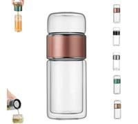 Tryteava Glass Infuser, Tryteava 3-in-1 Smart Tea Infuser, with flip & brew design, glass tea infusers, Dual Chamber & Filter, Hot & Cold Brew, for Blooming & Loose Leaf Tea (Pink,350ml)