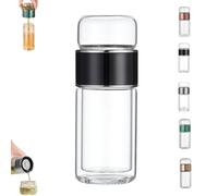 Tryteava Glass Infuser, Tryteava 3-in-1 Smart Tea Infuser, with flip & brew design, glass tea infusers, Dual Chamber & Filter, Hot & Cold Brew, for Blooming & Loose Leaf Tea (Black,420ml)