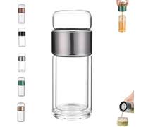 Tryteava Glass Infuser, Tryteava 3-in-1 Smart Tea Infuser, with flip & brew design, glass tea infusers, Dual Chamber & Filter, Hot & Cold Brew, Portable Loose Leaf Tea Maker (A,420ML)