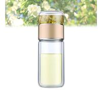 Tryteava Glass Infuser, Tryteava Double Layered Glass Tea Separation Cup with Stainless Steel Strainer, Leakproof Portable Teapot for Loose Leaf, Blooming Tea, Hot & Cold Brewing (Yellow,420ml)
