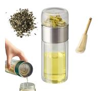 Tryteava Glass Infuser,Tryteava Glass Infusers Tumbler, with Filter & Lid, Hot or Cold Ready, Portable Loose Leaf Tea Maker for Home, Travel Use (Silver,350ML)