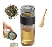 Tryteava Glass Infuser,Tryteava Glass Infusers Tumbler, with Filter & Lid, Hot or Cold Ready, Portable Loose Leaf Tea Maker for Home, Travel Use (Black,280ML)