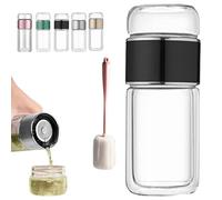Tryteava Glass Infuser, Tryteava - Infusor de té inteligente 3 en 1, doble cámara y filtro, tapa a prueba de fugas, proceso de elaboración en frío y caliente, portátil, doble pared, para té suelto