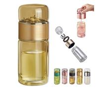 Tryteava Glass Infuser, Tryteava Portable Tea Infuser, Hot Or Cold Ready, Flip & Brew Design, for Blooming & Loose Leaf Tea (yellow,280ml)