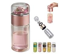 Tryteava Glass Infuser, Tryteava Portable Tea Infuser, Hot Or Cold Ready, Flip & Brew Design, for Blooming & Loose Leaf Tea (pink,350ml)