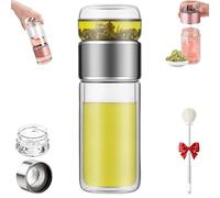 Tryteava Glass Tea Infuser, 3-In-1 Smart Tea Infuser, Double Layered Glass Tea Separation, Tea Water Separation Tea Pot For Blooming & Loose Leaf Tea (Silver,350ml)