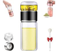 Tryteava Glass Tea Infuser, 3-In-1 Smart Tea Infuser, Double Layered Glass Tea Separation, Tea Water Separation Tea Pot For Blooming & Loose Leaf Tea (Black,280ml)