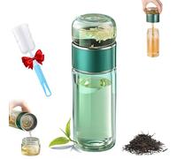 Tryteavas Glass Infuser, Teavas 3-in-1 Smart Tea Infuser,Try Teavas Leak-proof Tea Infuser with Filter&Lid,Double Layered Glass Tea Separation, for Blooming&Loose Leaf Tea (Green,350ml(12oz))