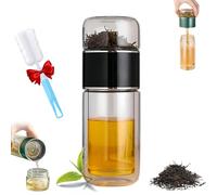 Tryteavas Glass Infuser, Teavas 3-in-1 Smart Tea Infuser,Try Teavas Leak-proof Tea Infuser with Filter&Lid,Double Layered Glass Tea Separation, for Blooming&Loose Leaf Tea (Black,420ml(14oz))