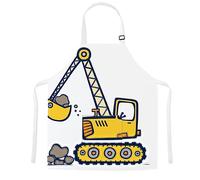 TRYTUTRY Delantal de excavadora para niños con correa ajustable, bonito delantal para niños con bolsillo para cocinar pintura y hornear artista, Excavator, Toddler