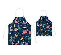 TRYTUTRY Delantales para padres con bolsillo Lindos delantales a juego para niños y adultos, hebilla de cuello ajustable Delantales para niños para artistas Chef hornear cocinar, multicolor, Adult