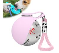 Trywise Botella portátil para perro, dispensador de agua con cuenco plegable de silicona, antigoteo, 285 ml, ideal para paseos, viajes y excursiones para perros y gatos (rosa)