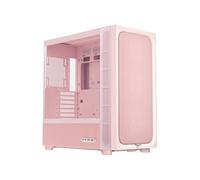 TRYX FLOVA - Carcasa ATX para PC de torre media rosa, transpirable, hecha a mano, de vidrio templado, carcasa ATX, ventilador silencioso de flujo cruzado, tres modos de velocidad, carcasa para