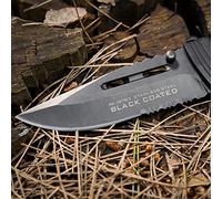 TS Knife | K25 BLACK COATED Cuchillo plegable Navaja de bolsillo para hombres y mujeres | Hoja Negra de Acero inoxidable de 9 cm | Cuchillo de Supervivencia, Senderismo, Camping 19763