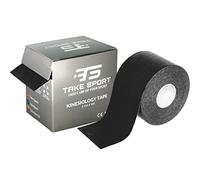 TS Take Sport® Kinesiology Tape 5 cm x 5 m - 1 rollo negro elástico, kinesiotape de algodón y elastano, cinta kinesiológica adhesiva, vendaje neuromuscular, ideal fisioterapia, crossfit, fútbol, boxeo